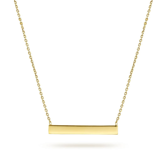 14K Yellow Gold Smooth Bar ID Necklace