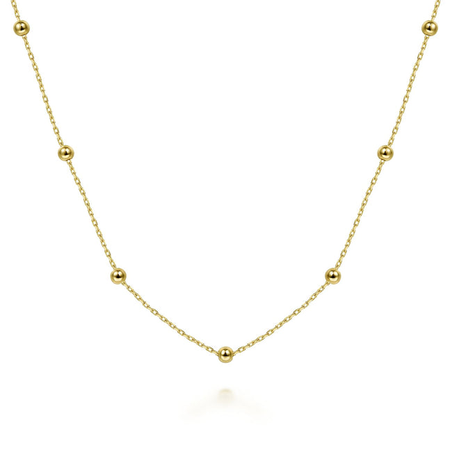 14K Yellow Gold Bujukan Bead Station Necklace