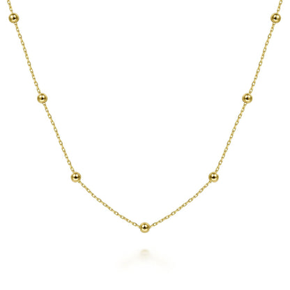 14K Yellow Gold Bujukan Bead Station Necklace