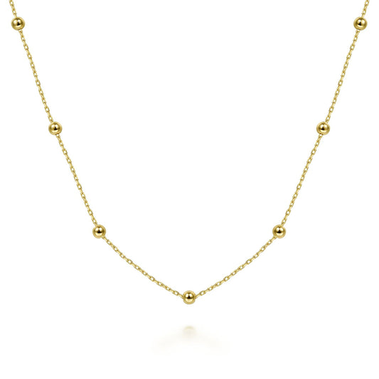14K Yellow Gold Bujukan Bead Station Necklace