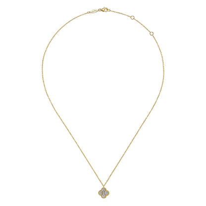 14K Yellow Gold Rope Diamond Pendant Necklace