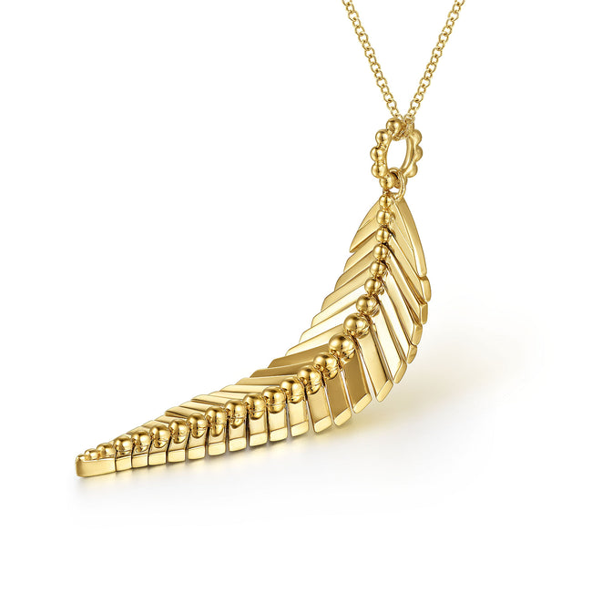 14K Yellow Gold Bujukan Leaf Pendant Necklace