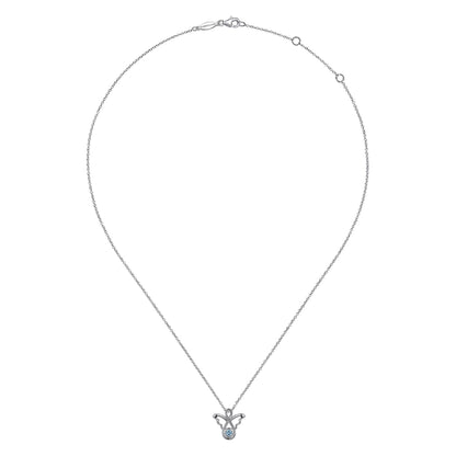 925 Sterling Silver Blue Topaz Angel Pendant Necklace