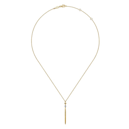 14K Yellow Gold Diamond Pendant Drop Necklace