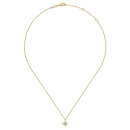14K Yellow Gold Clover Diamond Pendant Necklace