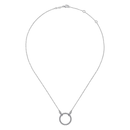 925 Sterling Silver Bujukan White Sapphire Open Circle Pendant Necklace