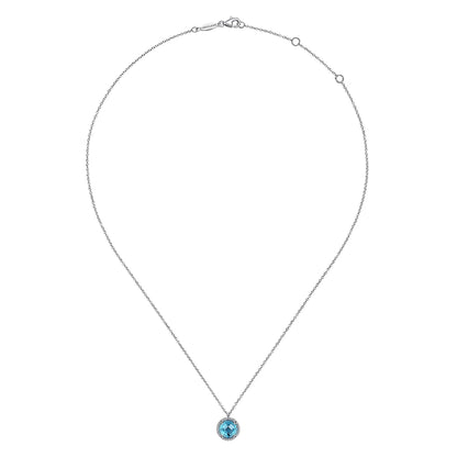 925 Sterling Silver Bujukan Swiss Blue Topaz Pendant Necklace