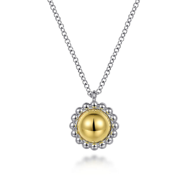 925 Sterling Silver and 14K Yellow Gold Fashion Pendant Necklace