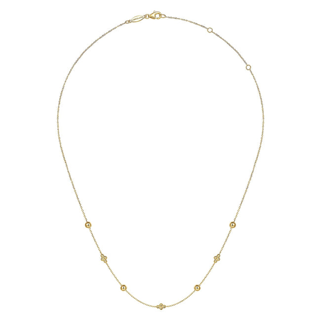 14K Yellow Gold Bujukan Bead Station Necklace