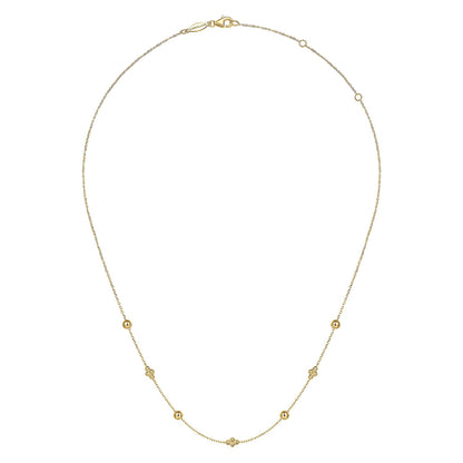 14K Yellow Gold Bujukan Bead Station Necklace