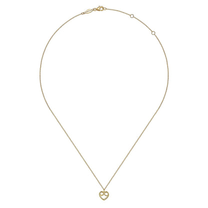 14K Yellow Gold Infinity Heart Pendant Necklace