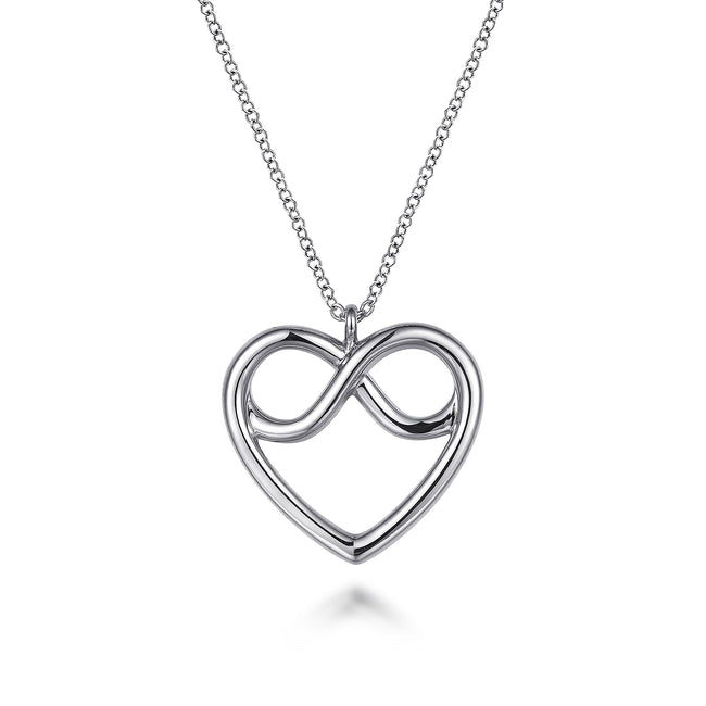 925 Sterling Silver Infinity Heart Pendant Necklace