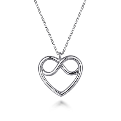 925 Sterling Silver Infinity Heart Pendant Necklace
