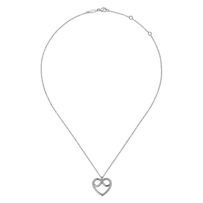 925 Sterling Silver Infinity Heart Pendant Necklace
