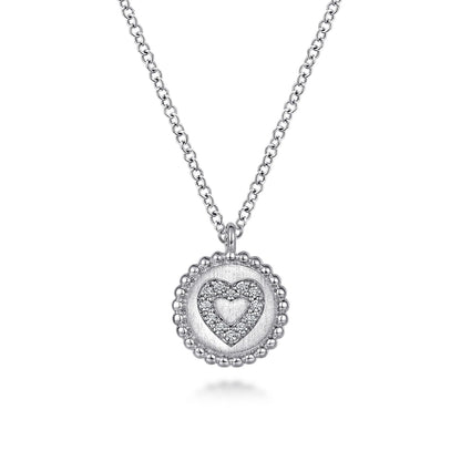 925 Sterling Silver Bujukan Diamond Heart Pendant Necklace