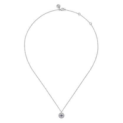 925 Sterling Silver Sapphire and Diamond Evil Eye Pendant Necklace