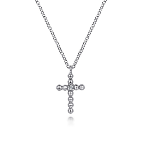 925 Sterling Silver Diamond Cross Pendant Necklace