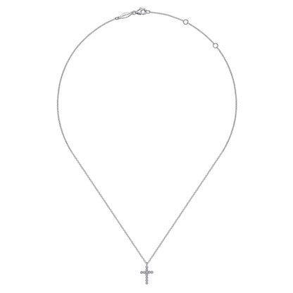 925 Sterling Silver Diamond Cross Pendant Necklace