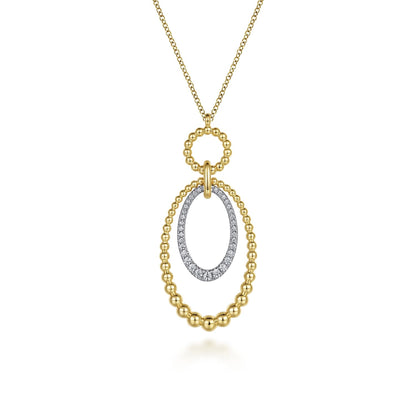 14K White-Yellow Gold Bujukan and Diamond Circle Pendant Necklace