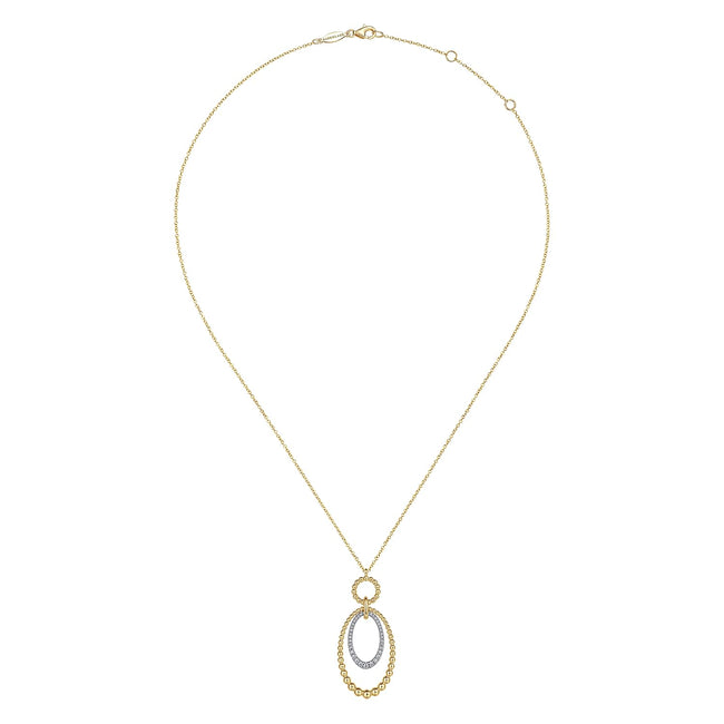 14K White-Yellow Gold Bujukan and Diamond Circle Pendant Necklace