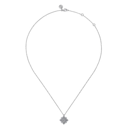 14K White Gold Diamond Pendant Necklace