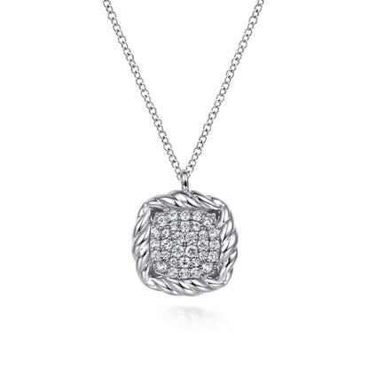 925 Sterling Silver White Sapphire Rope Pendant Necklace
