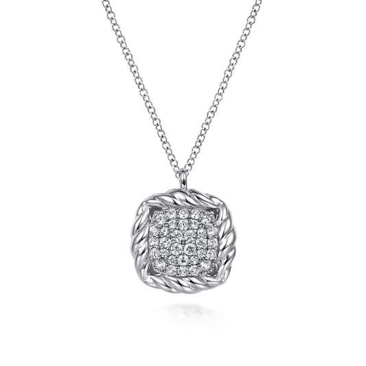 925 Sterling Silver White Sapphire Rope Pendant Necklace