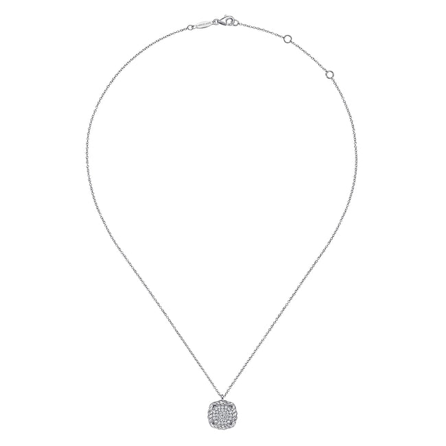 925 Sterling Silver White Sapphire Rope Pendant Necklace