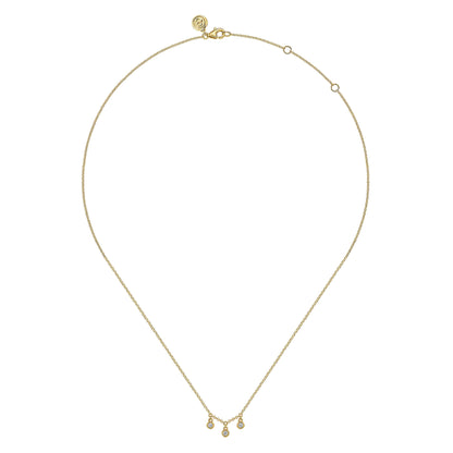 14K Yellow Gold Diamond Drop Pendant Necklace