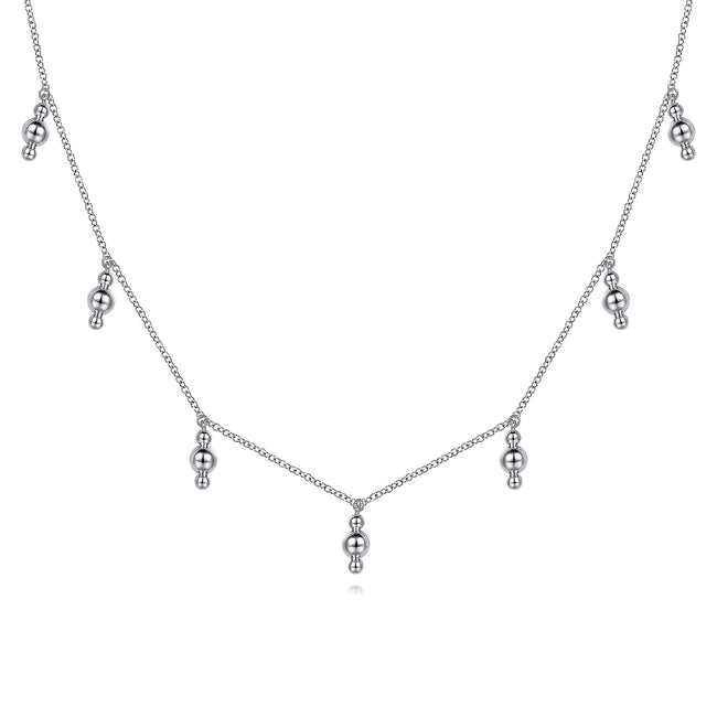 925 Sterling Silver Beads Droplet Necklace