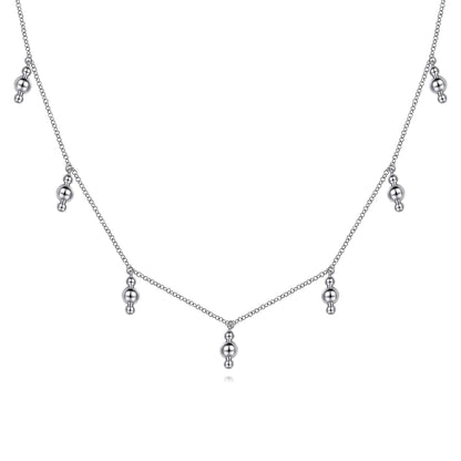 925 Sterling Silver Beads Droplet Necklace