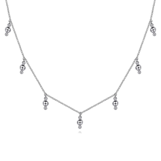 925 Sterling Silver Beads Droplet Necklace