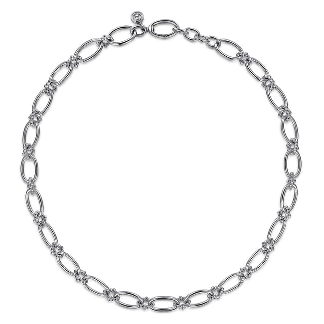 925 Sterling Silver Oval Link Chain Necklace with Bujukan Connectors