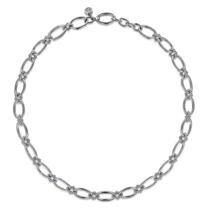 925 Sterling Silver Oval Link Chain Necklace with Bujukan Connectors