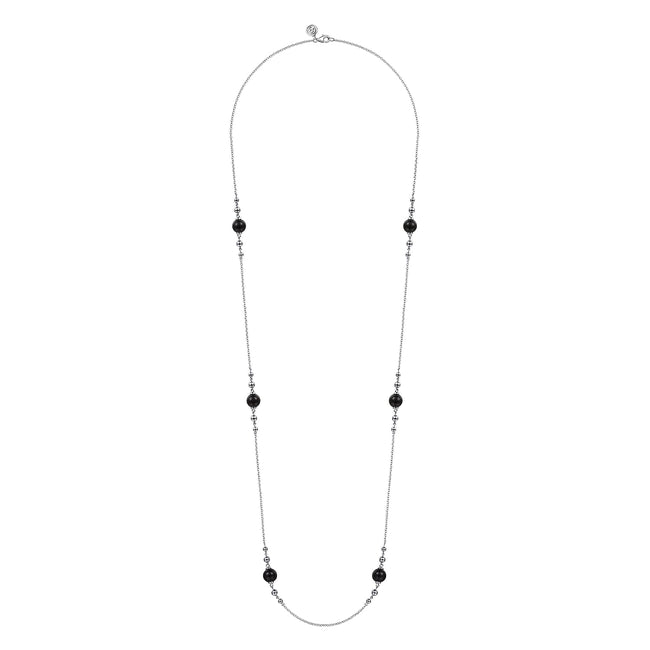 925 Sterling Silver Round Black Onyx Bujukan Necklace