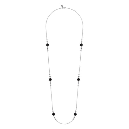 925 Sterling Silver Round Black Onyx Bujukan Necklace