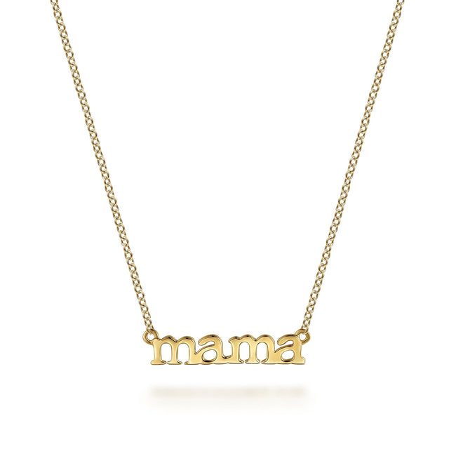 14K Yellow Gold MAMA Script Necklace