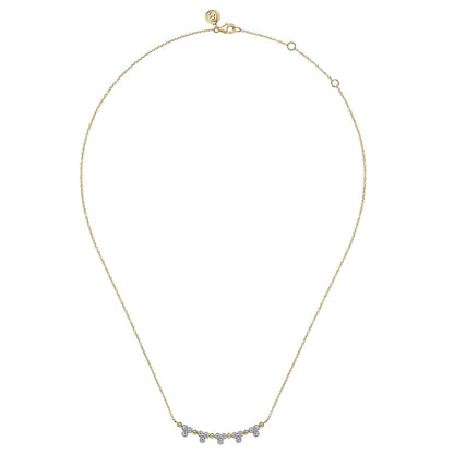 14K Yellow Gold Bujukan Bar Necklace with Diamond Trio Stations