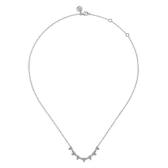 14K White Gold Diamond Droplet Link Necklace