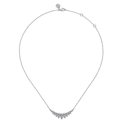 14K White Gold Diamond Marquise Bar Necklace