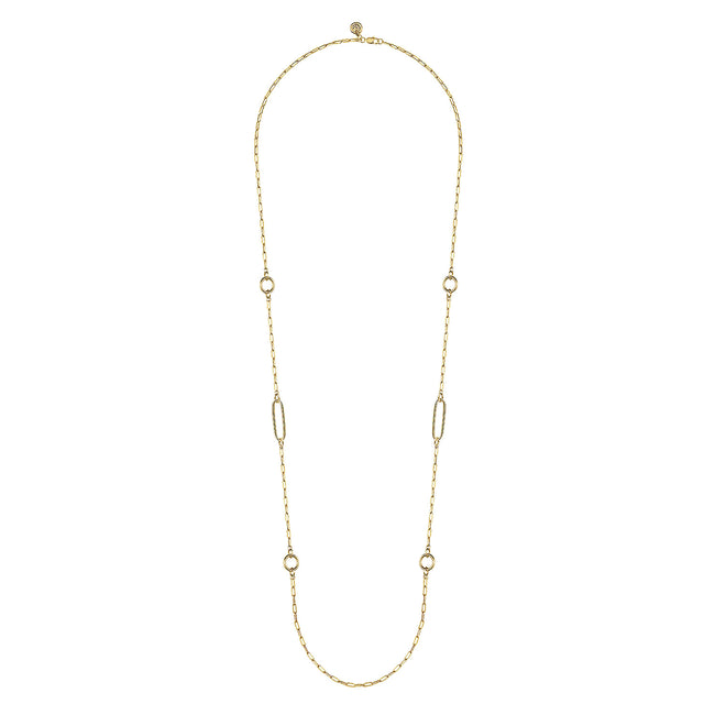 14K Yellow Gold Chain Necklace with Circle Stations
