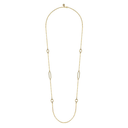 14K Yellow Gold Chain Necklace with Circle Stations