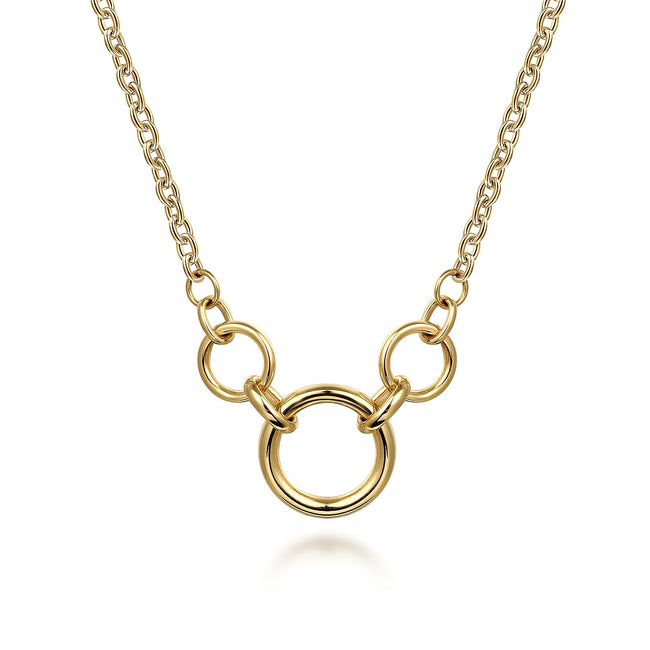 14K Yellow Gold Hollow Tube Link Necklace