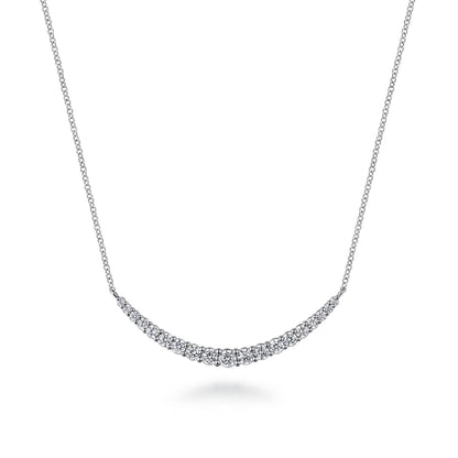 14K White Gold Prong Set Diamond Bar Necklace