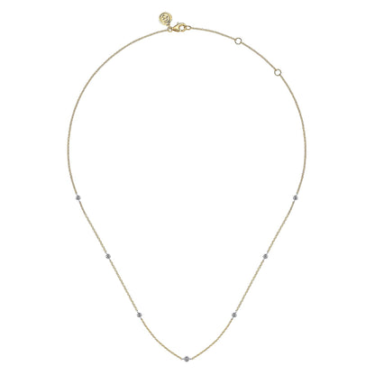 14K Yellow and White Gold Diamond Station Necklace