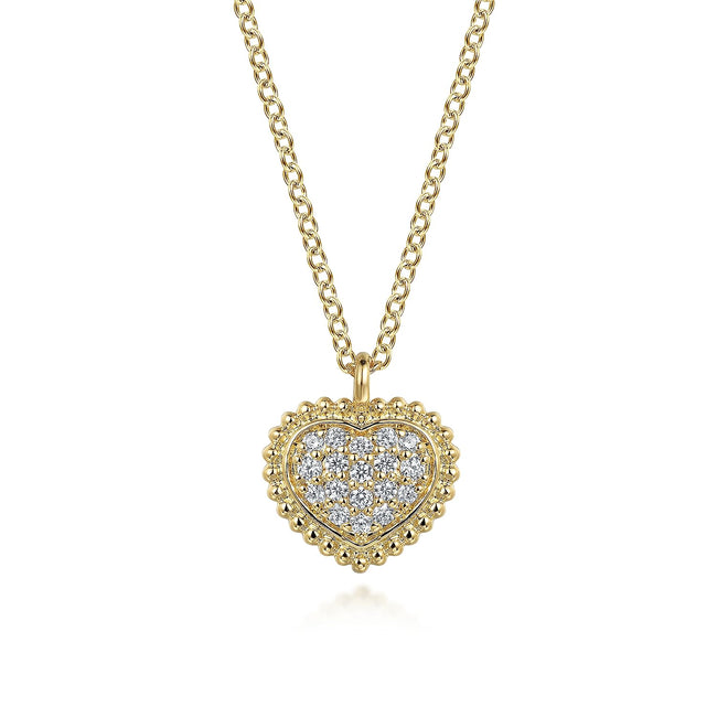 14K Yellow Gold Diamond Bujukan Heart Necklace
