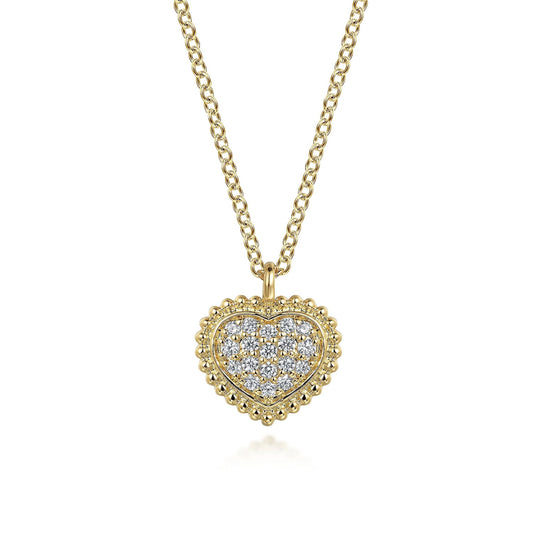 14K Yellow Gold Diamond Bujukan Heart Necklace