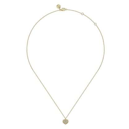14K Yellow Gold Diamond Bujukan Heart Necklace