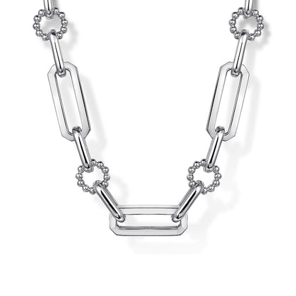 925 Sterling Silver Paper Clip Chain Necklace with Bujukan Connectors