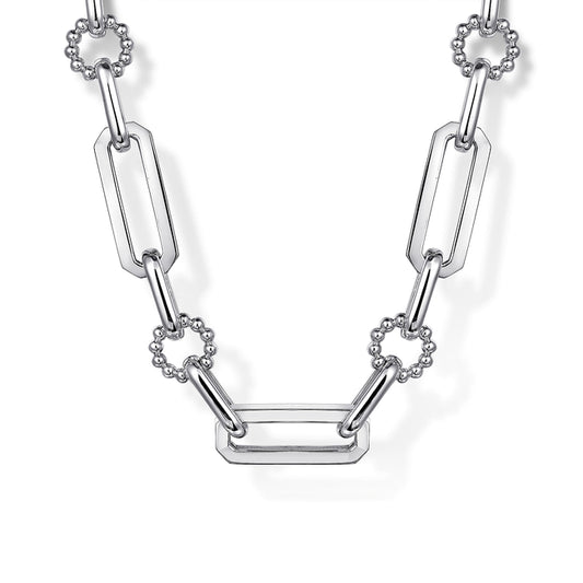 925 Sterling Silver Paper Clip Chain Necklace with Bujukan Connectors